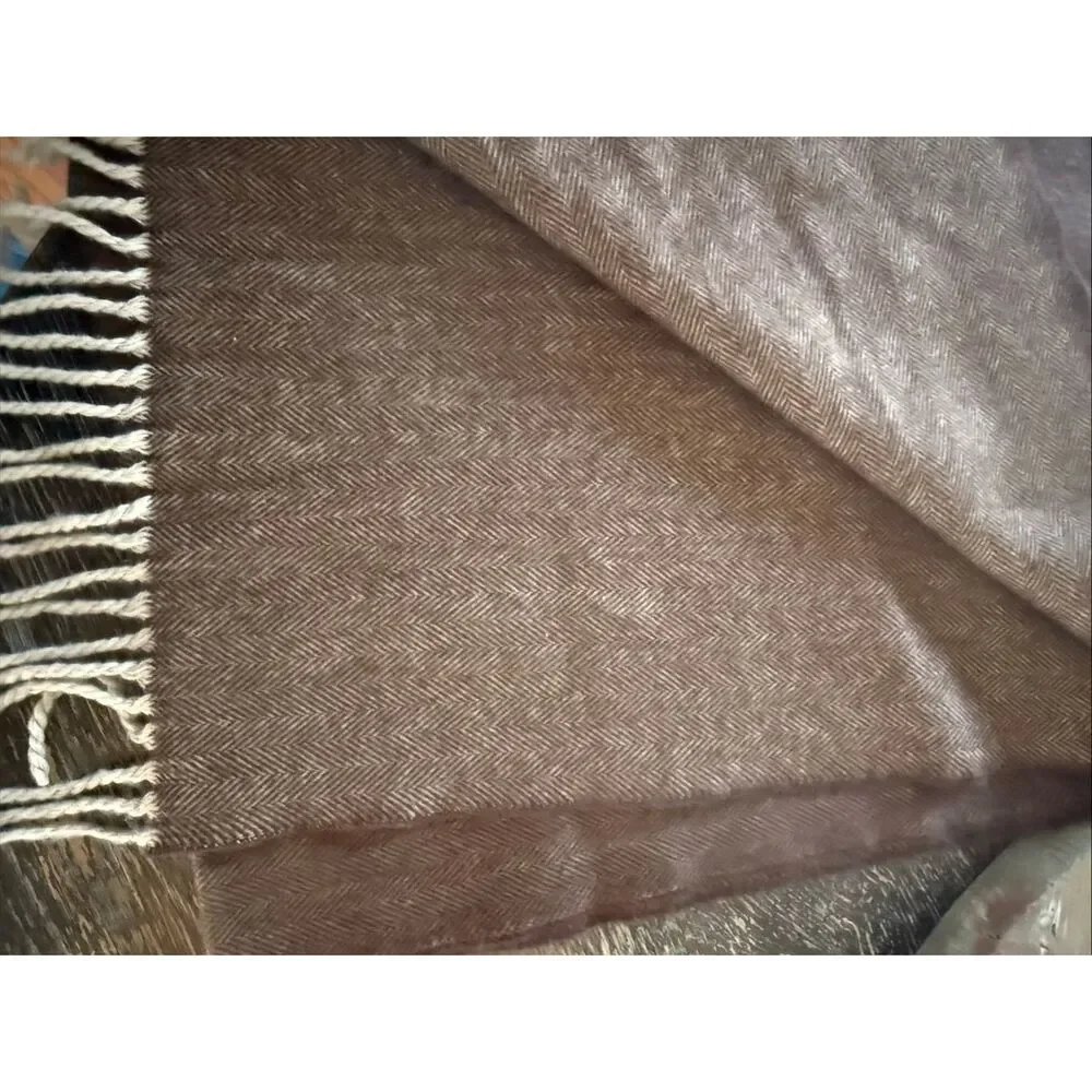 Brown Herringbone Scottish Cashmere Scarf NWOT